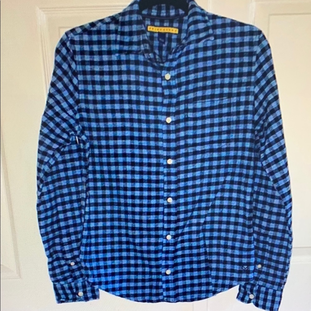Blue Checkered Women's Casual Button Down Shirt